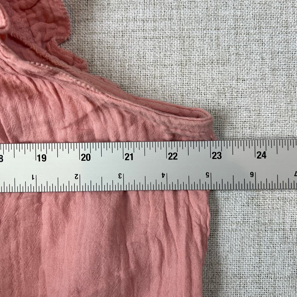J Crew Gauze Smocked Ruffleneck Top Dusty Pink Women's L - Picture 3 of 8